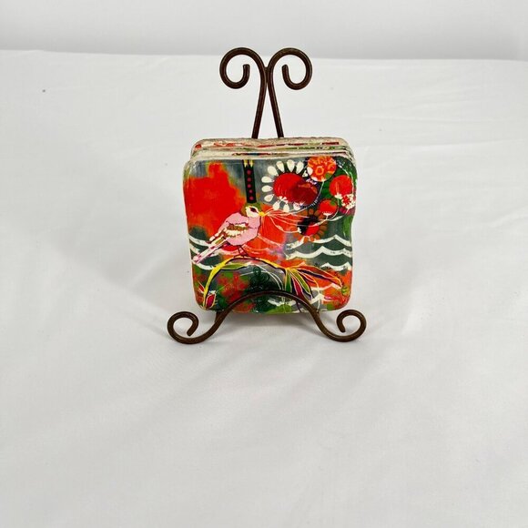 Jessica Swift Tile Coasters/ Set of 4‎ Birds Brights 3.5" Retired Print - Picture 1 of 2